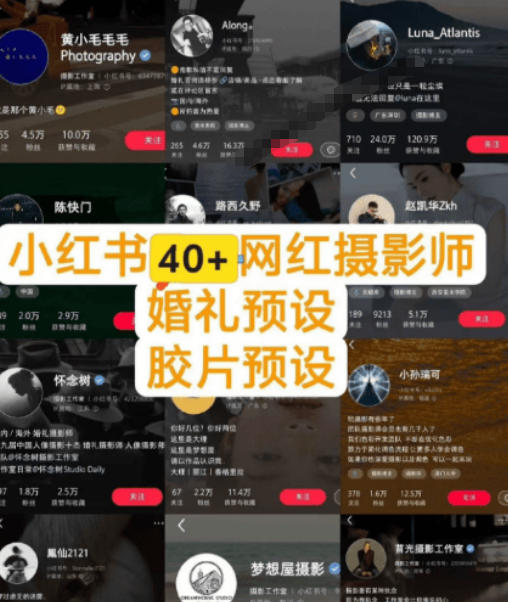 图片[2]-独家高质量调色素材合集！精选小红书40+多位网红婚礼/人像/风光摄影师的预设，按姓名整理，建议收藏！-宇文网创