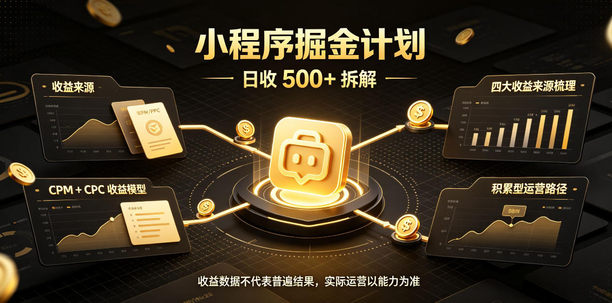 小程序推广计划，日收500+，腾讯官方打款，客户留存率高，收益长期稳定【揭秘】-宇文网创