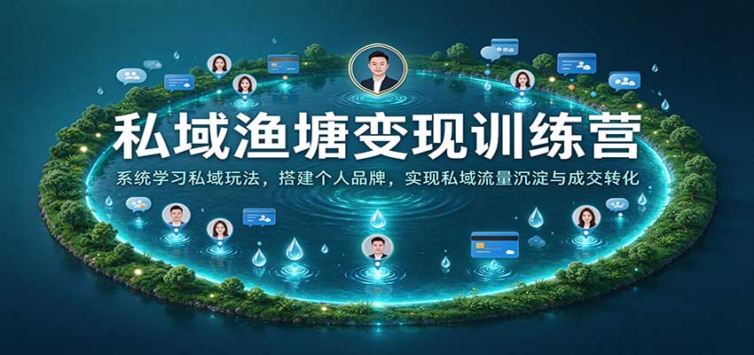 私域渔塘变现训练营:系统学习私域玩法,搭建个人品牌,实现私域流量沉淀与成交转化-宇文网创