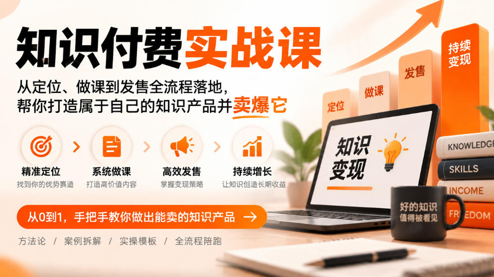 知识付费实战课:从定位、做课到发售全流程落地,帮你打造属于自己的知识产品并卖爆它-宇文网创