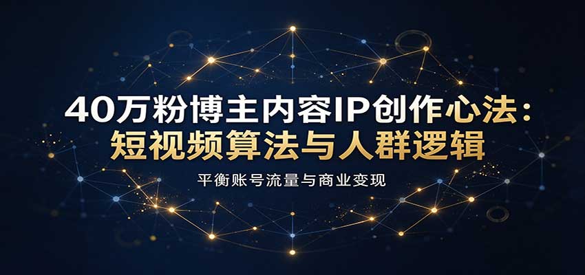40万粉博主内容IP创作心法:短视频算法与人群逻辑,平衡账号流量与商业变现-宇文网创