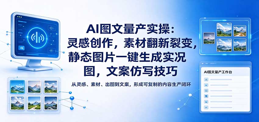 AI图文量产实操:灵感创作,素材翻新裂变,静态图片一键生成实况图,文案仿写技巧-宇文网创