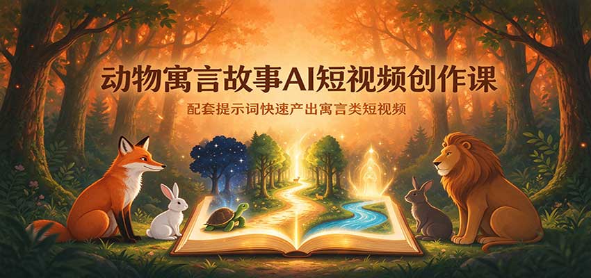 动物寓言故事AI短视频创作课:配套提示词快速产出寓言类短视频-宇文网创