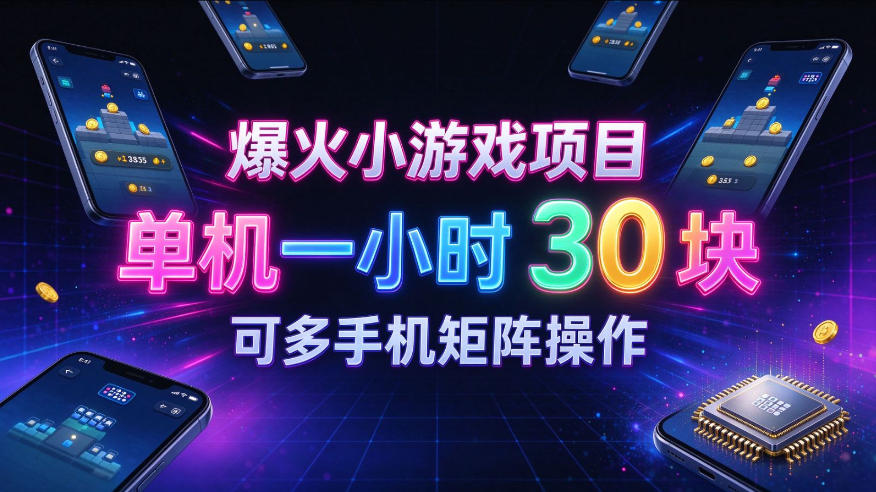 爆火小游戏撸金项目,实测单机一小时30+,可多手机矩阵操作,新手看完一遍就能上手【揭秘】-宇文网创