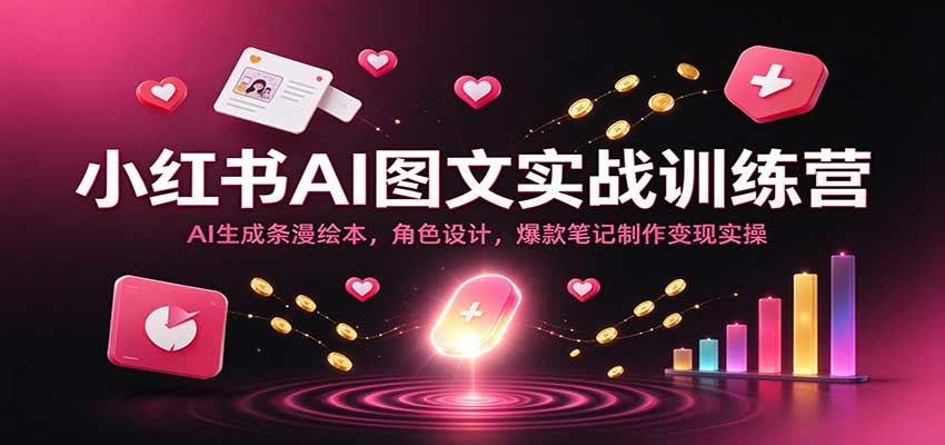 小红书AI图文实战训练营：AI生成条漫绘本，角色设计，爆款笔记制作变现实操-宇文网创